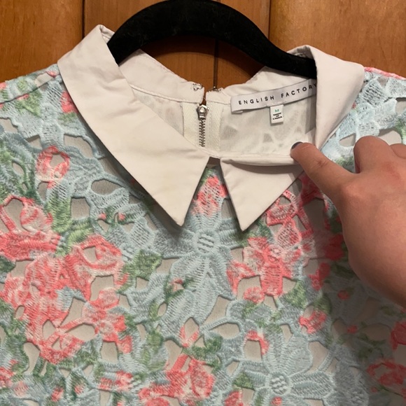 Collared lace overlay English factory dress size M - Picture 2 of 3